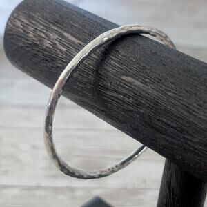 Vintage Bracelet Silver Tone Patterned Bangle - 8.25"